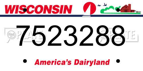 7523288 Wisconsin License Plate