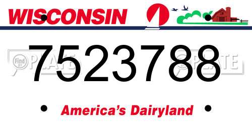 7523788 Wisconsin License Plate