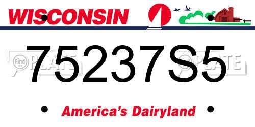 75237S5 Wisconsin License Plate