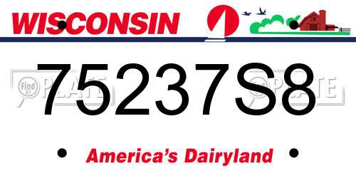 75237S8 Wisconsin License Plate