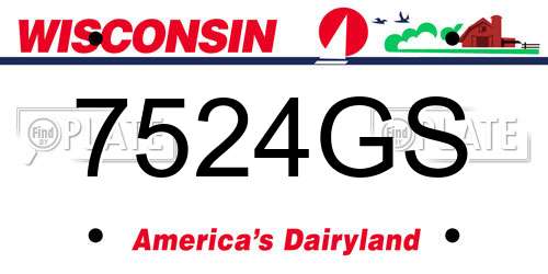 7524GS Wisconsin License Plate