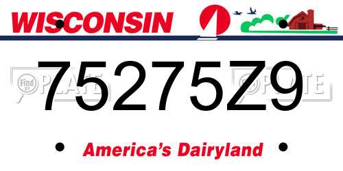 75275Z9 Wisconsin License Plate