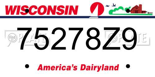 75278Z9 Wisconsin License Plate