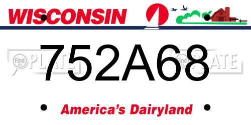 752A68 Wisconsin License Plate