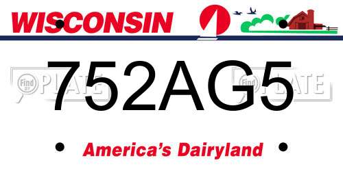 752AG5 Wisconsin License Plate