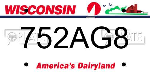 752AG8 Wisconsin License Plate