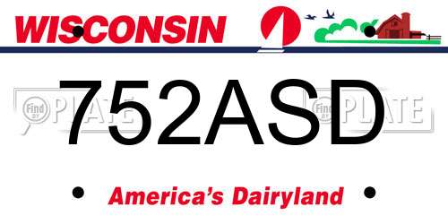 752ASD Wisconsin License Plate