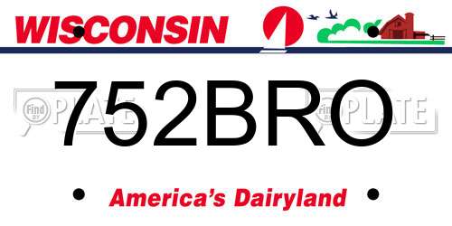 752BRO Wisconsin License Plate