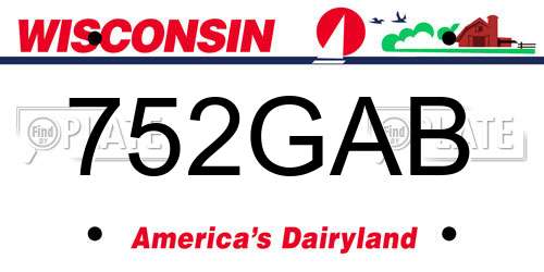 752GAB Wisconsin License Plate