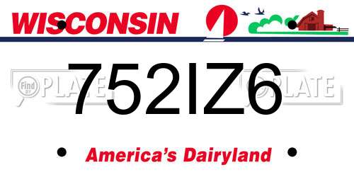 752IZ6 Wisconsin License Plate
