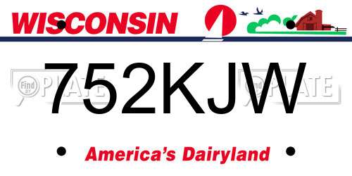 752KJW Wisconsin License Plate