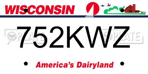 752KWZ Wisconsin License Plate