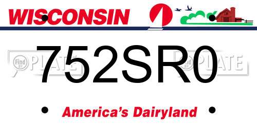 752SR0 Wisconsin License Plate