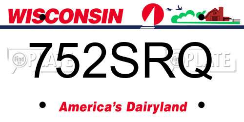 752SRQ Wisconsin License Plate