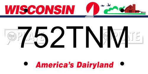 752TNM Wisconsin License Plate