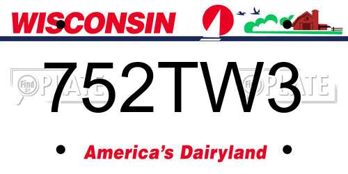 752TW3 Wisconsin License Plate
