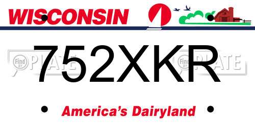 752XKR Wisconsin License Plate
