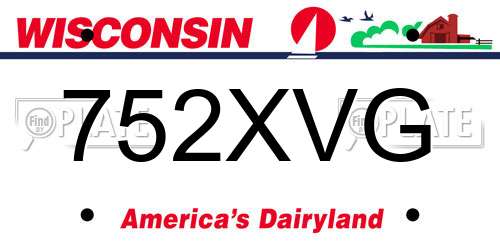 752XVG Wisconsin License Plate