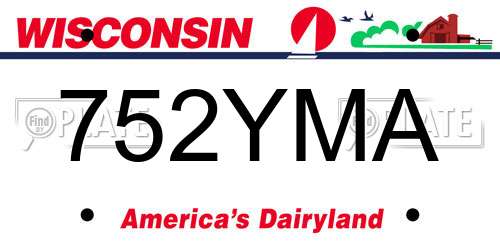 752YMA Wisconsin License Plate