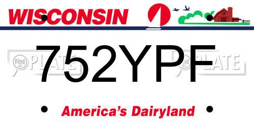 752YPF Wisconsin License Plate