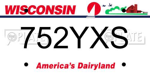 752YXS Wisconsin License Plate