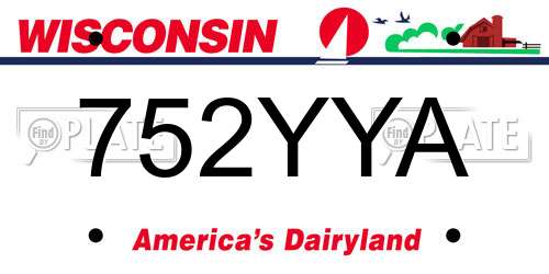 752YYA Wisconsin License Plate