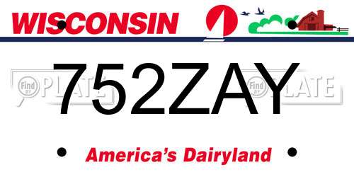 752ZAY Wisconsin License Plate