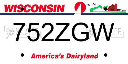 752ZGW Wisconsin License Plate