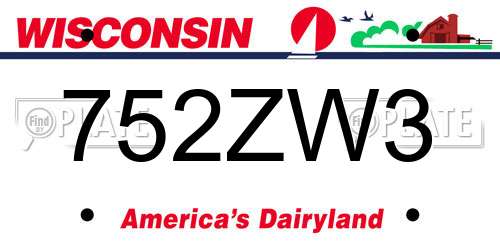 752ZW3 Wisconsin License Plate