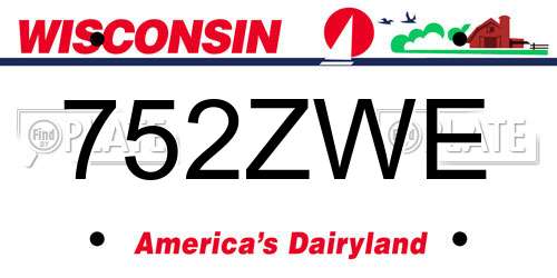 752ZWE Wisconsin License Plate
