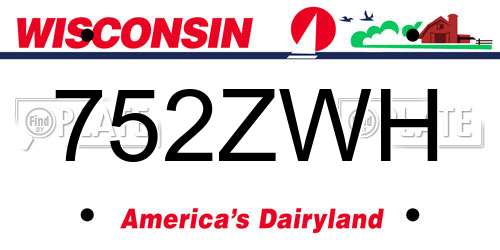 752ZWH Wisconsin License Plate
