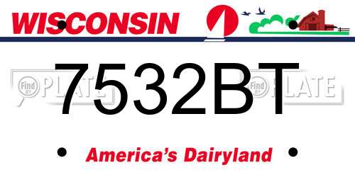 7532BT Wisconsin License Plate