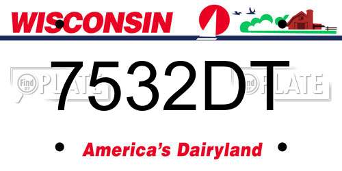 7532DT Wisconsin License Plate