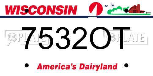 7532OT Wisconsin License Plate