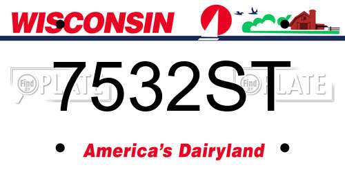 7532ST Wisconsin License Plate
