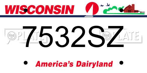 7532SZ Wisconsin License Plate