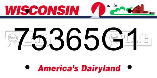 75365G1 Wisconsin License Plate