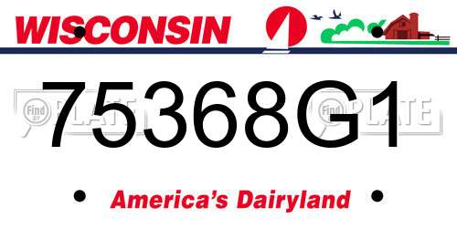 75368G1 Wisconsin License Plate