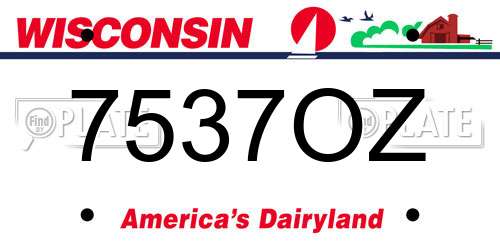 7537OZ Wisconsin License Plate