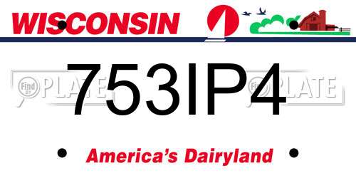 753IP4 Wisconsin License Plate