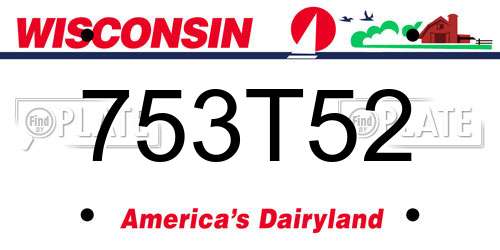 753T52 Wisconsin License Plate