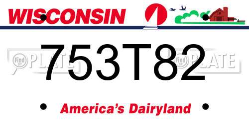753T82 Wisconsin License Plate