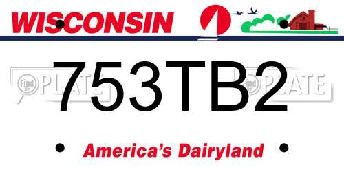 753TB2 Wisconsin License Plate