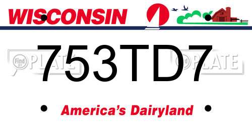753TD7 Wisconsin License Plate