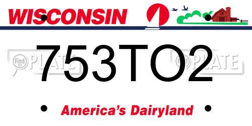 753TO2 Wisconsin License Plate