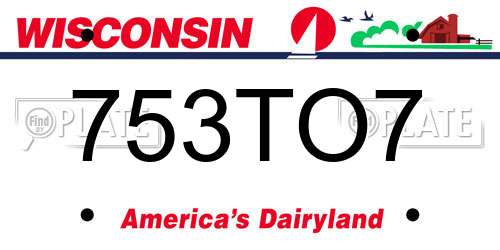 753TO7 Wisconsin License Plate