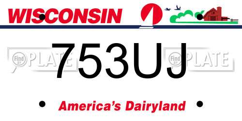 753UJ Wisconsin License Plate