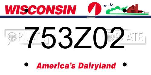 753Z02 Wisconsin License Plate