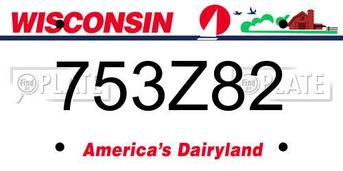 753Z82 Wisconsin License Plate