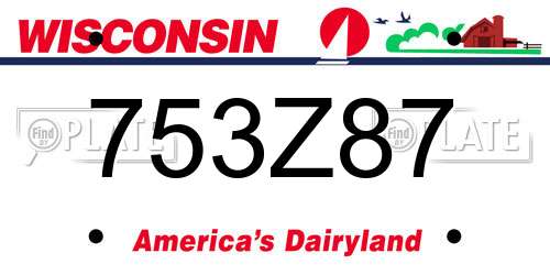 753Z87 Wisconsin License Plate